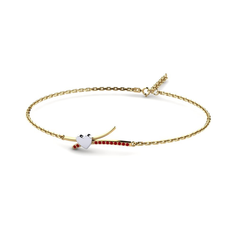 18K Yellow & White Gold Red Zirconia Bracelet Fenncen