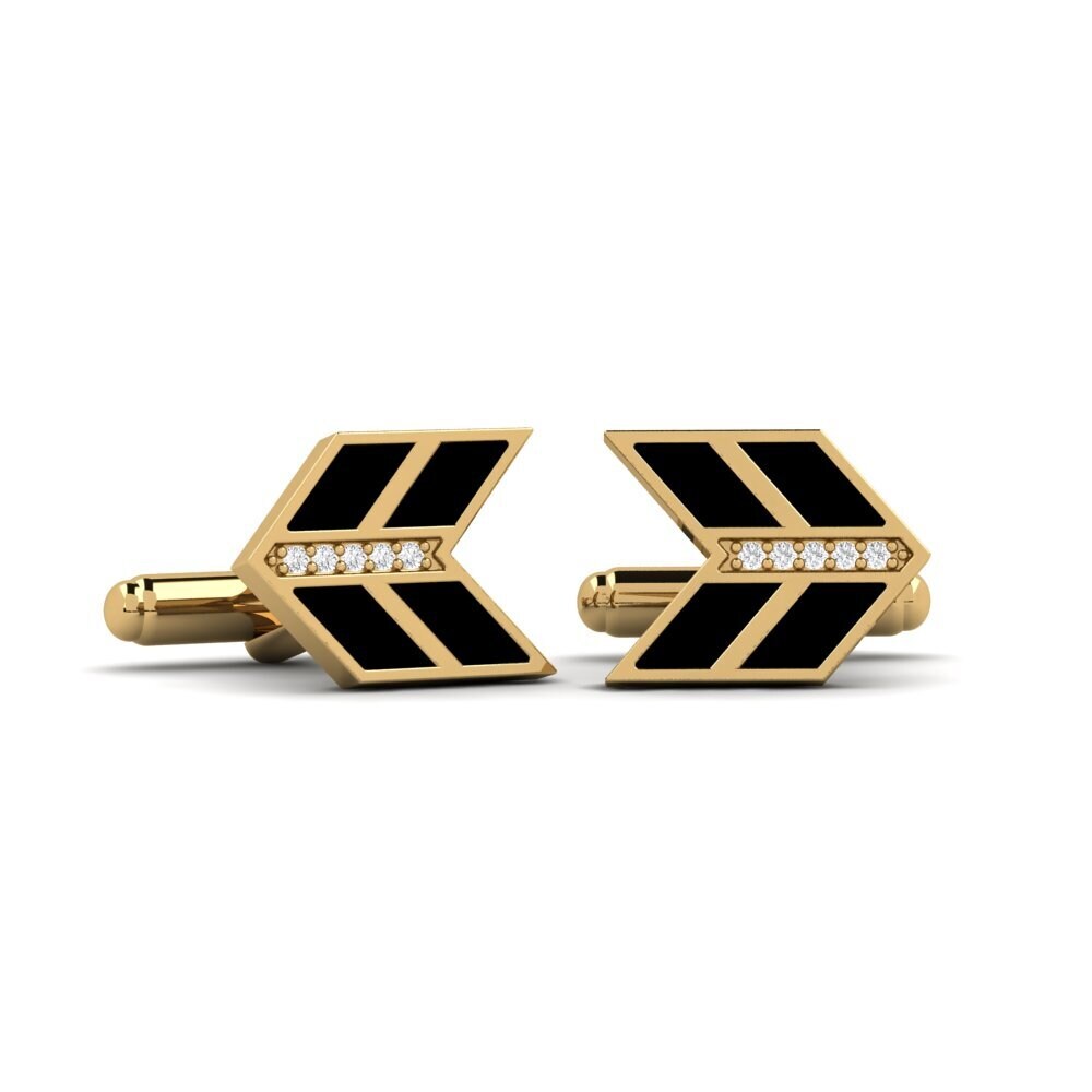 14ct Yellow Gold White sapphire Cufflink Fenulaget