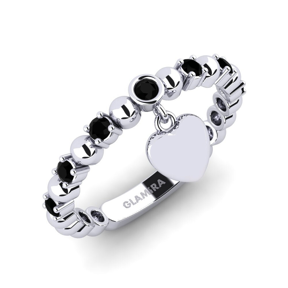 Or Blanc 14k Diamant Noir Bague Feodraxr