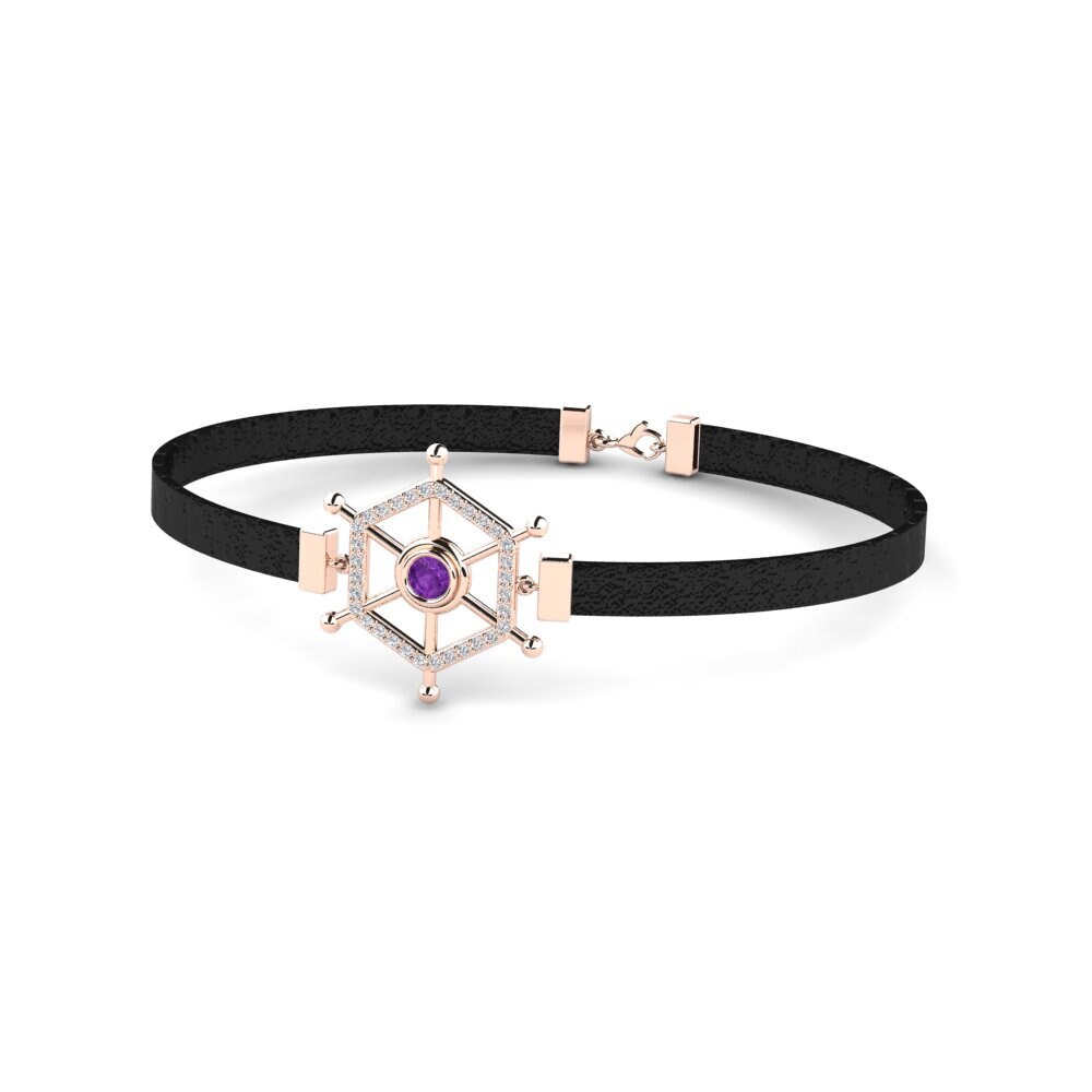 9ct Rose Gold Amethyst Men's Bracelet Feofan