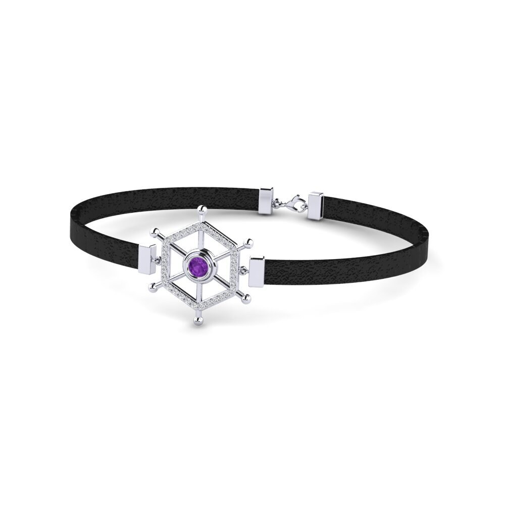 9ct White Gold Amethyst Men's Bracelet Feofan