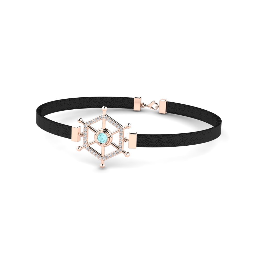 18ct Rose Gold Aquamarine Men's Bracelet Feofan