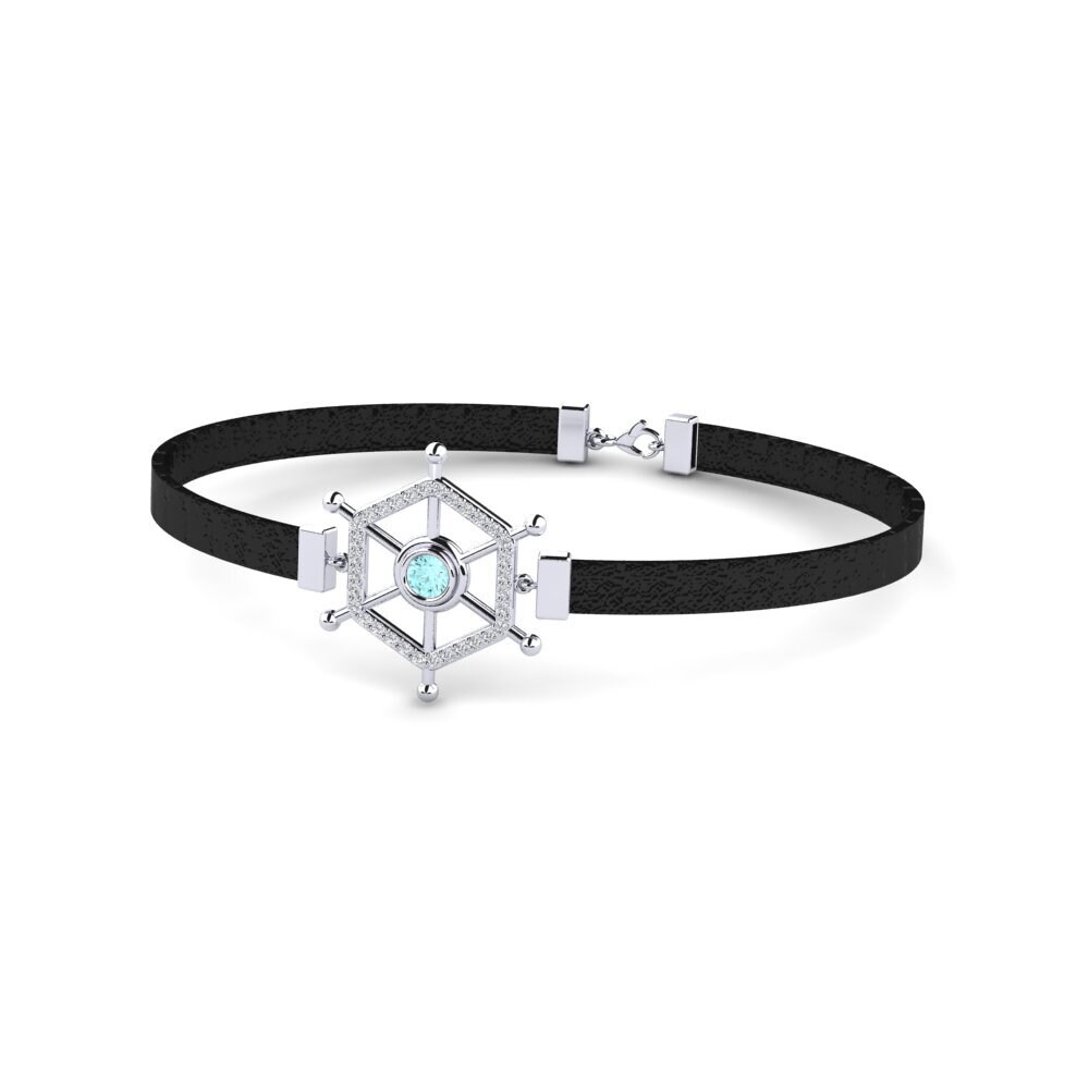 950 Platinum Aquamarine Men's Bracelet Feofan