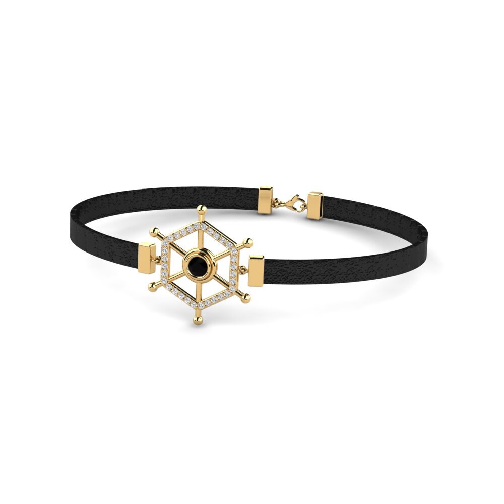 9ct Yellow Gold Black Onyx Men's Bracelet Feofan