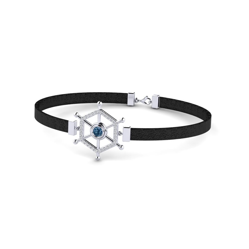 950 Palladium Blue Diamond Men's Bracelet Feofan