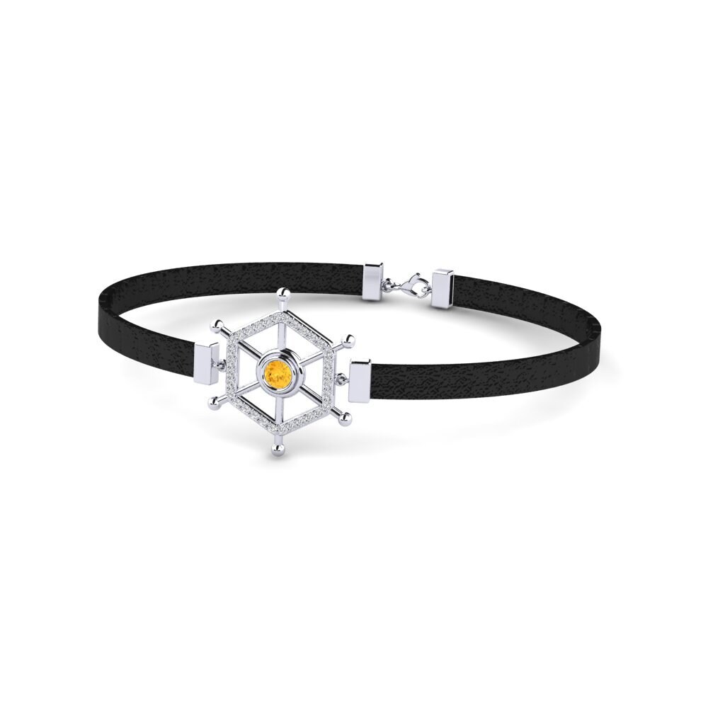 14ct White Gold Citrine Men's Bracelet Feofan