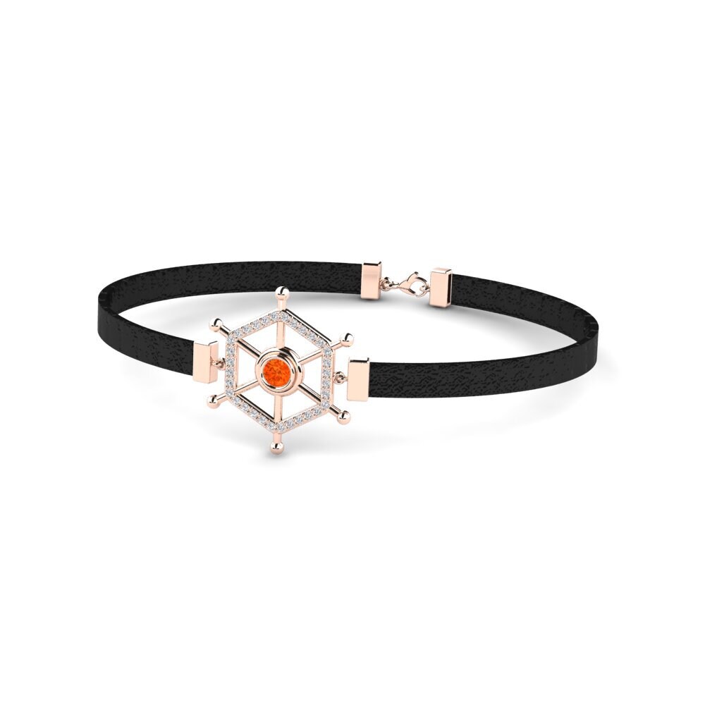 18ct Rose Gold Fire Opal Men's Bracelet Feofan