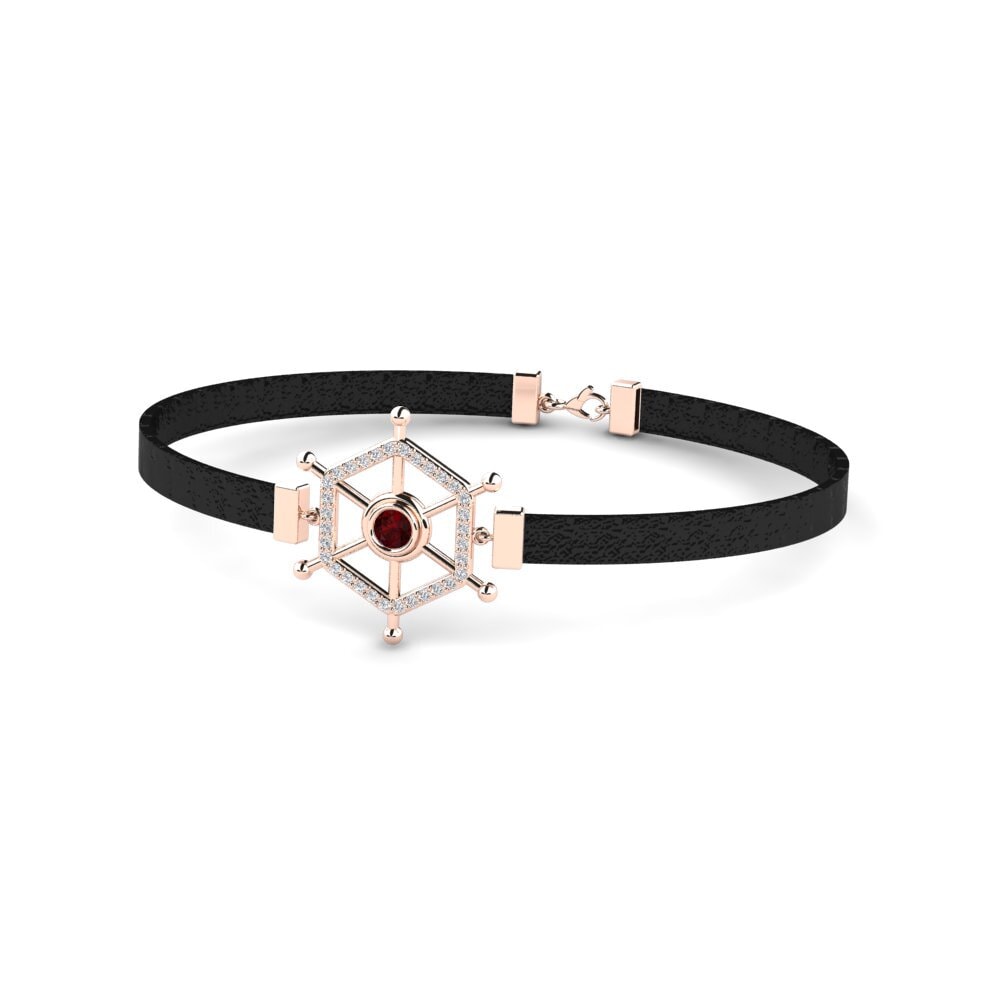 14ct Rose Gold Garnet Men's Bracelet Feofan
