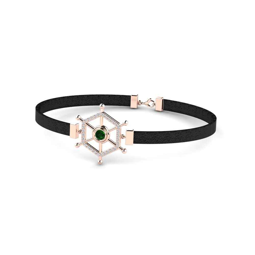 18ct Rose Gold Green Tourmaline Men's Bracelet Feofan
