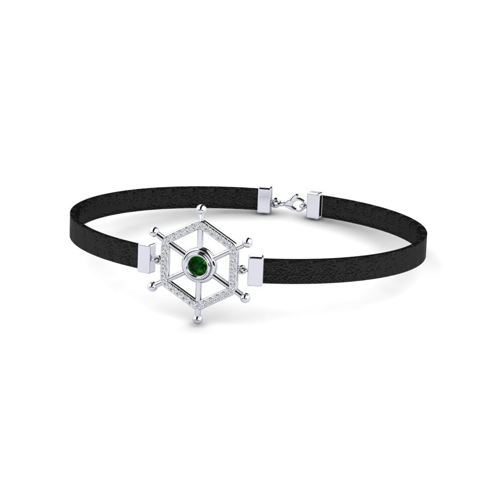 950 Platinum Green Tourmaline Men's Bracelet Feofan