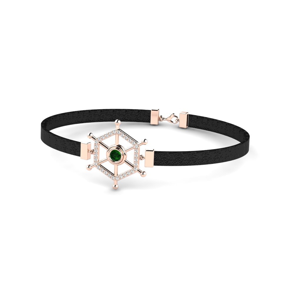 14ct Rose Gold Green Tourmaline Men's Bracelet Feofan
