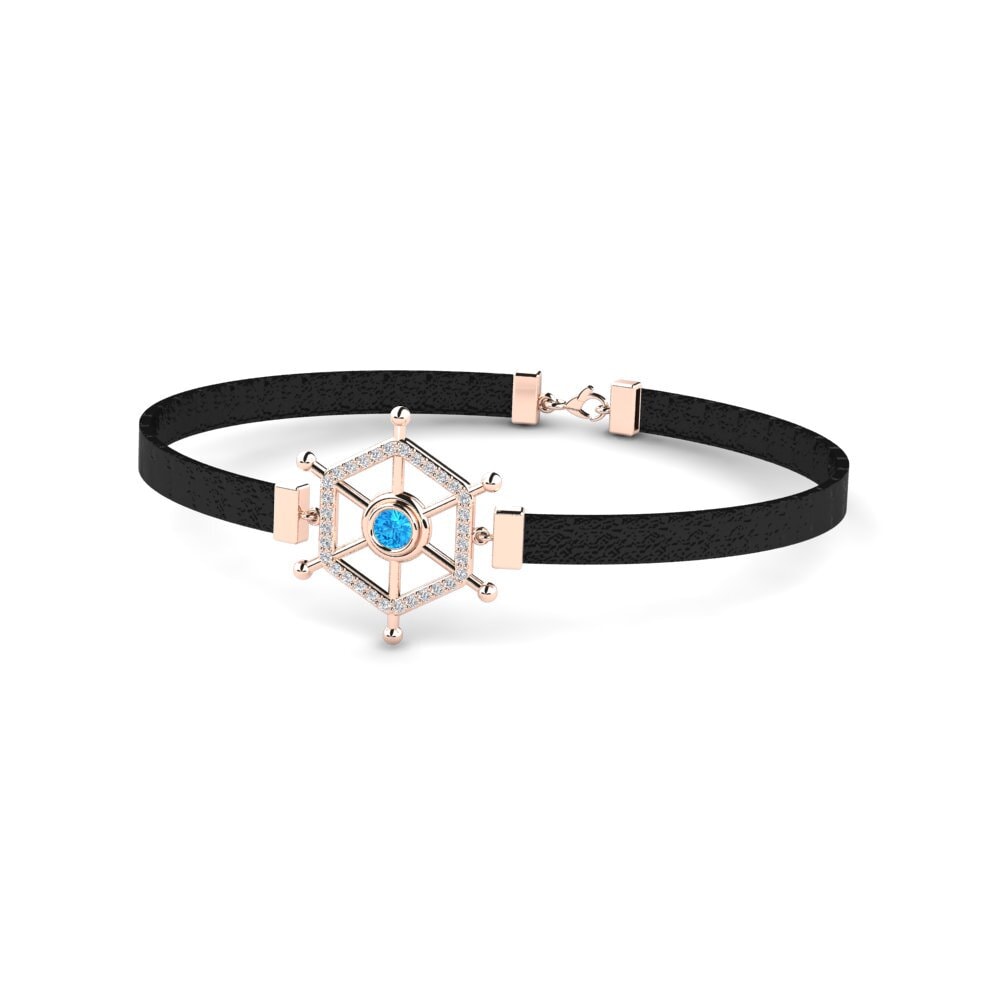 18ct Rose Gold Blue Topaz Men's Bracelet Feofan