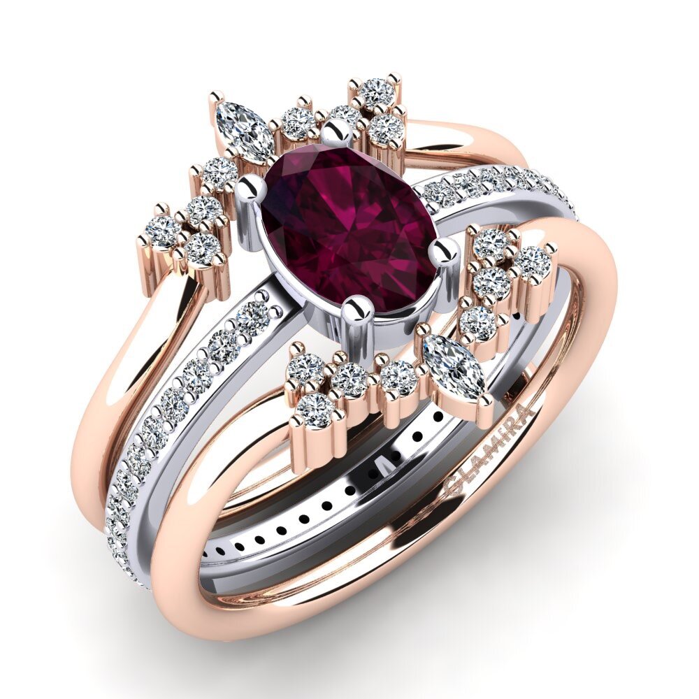 Rhodolite Garnet Ring Feoun SET