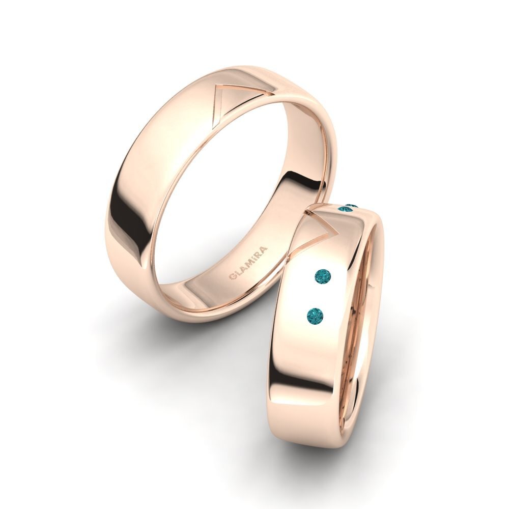 750 Rood Goud Blauwe Diamant Ringen Fermelle SET