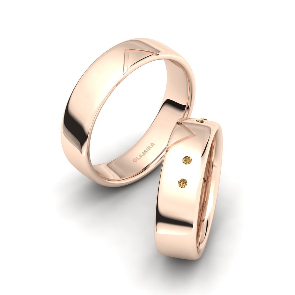 750 Rood Goud Bruine Diamant Ringen Fermelle SET