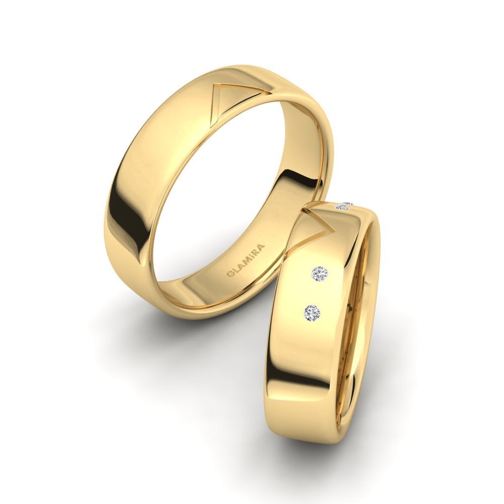 14k Oro Amarillo Diamante cultivado en laboratorio Anillo Fermelle SET