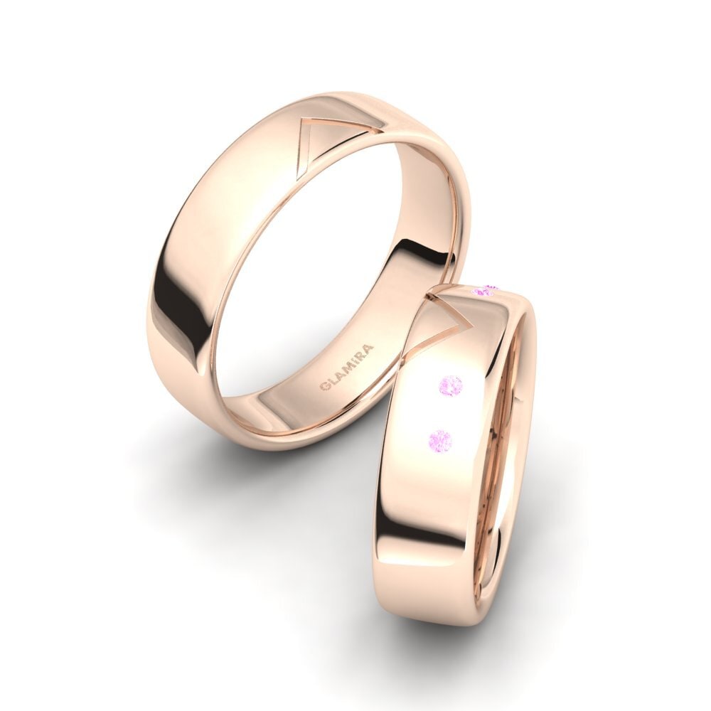 750 Rood Goud Roze Saffier Ringen Fermelle SET