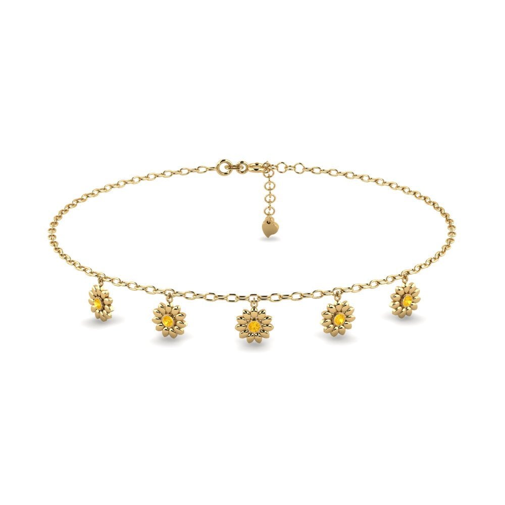 14ct Yellow Gold Citrine Women's Anklet Fester