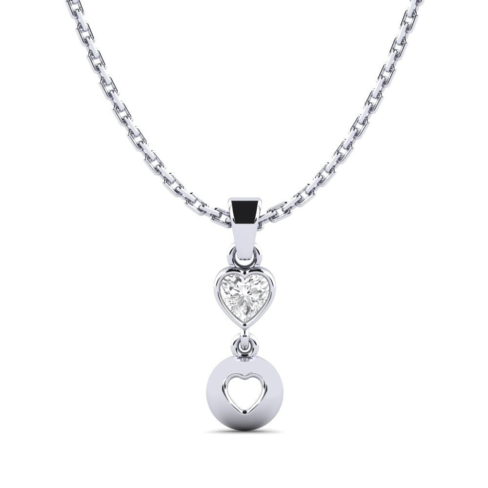 14k Oro Blanco Zafiro blanco Colgante de Mujer Ffonras