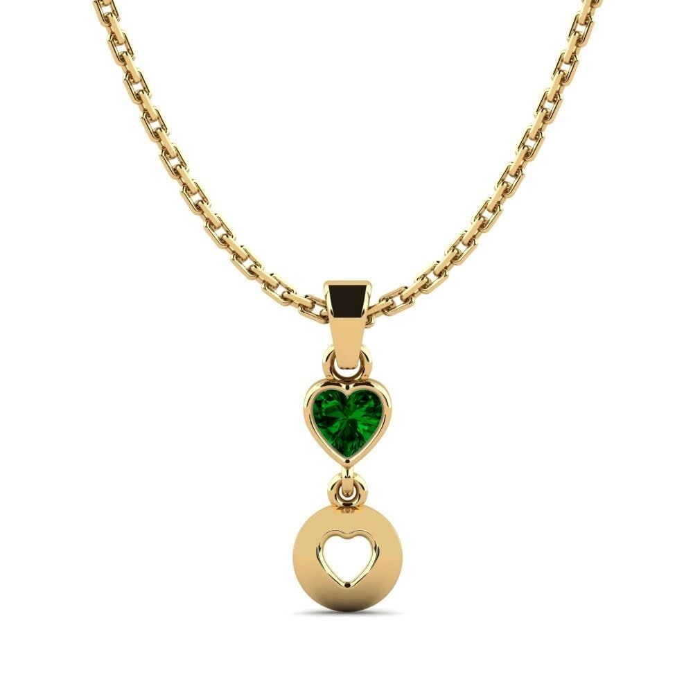 9k Oro Amarillo Circonita Verde Colgante de Mujer Ffonras
