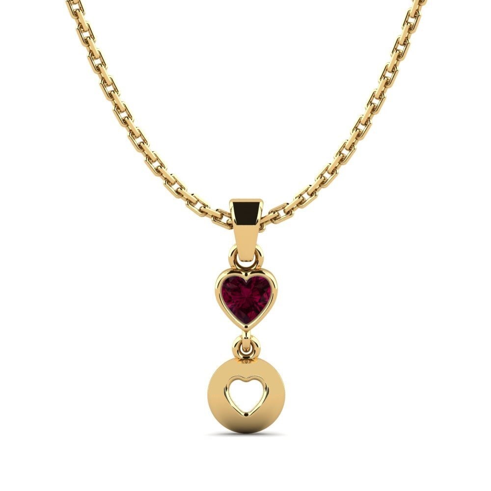 18k Oro Amarillo Granate Rhodolite Colgante de Mujer Ffonras