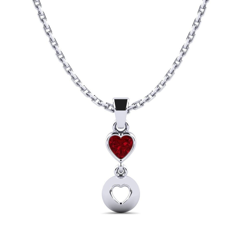 Platino 950 Circonita Roja Colgante de Mujer Ffonras