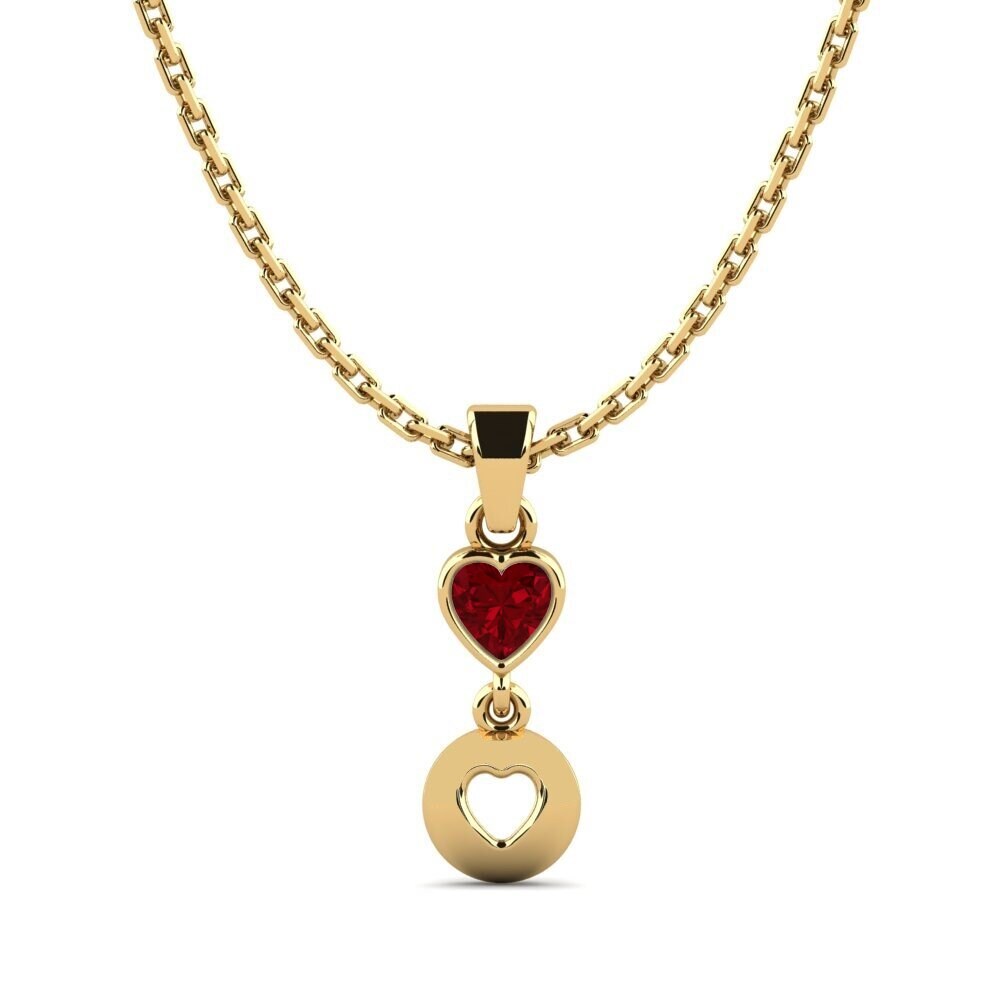 9k Oro Amarillo Circonita Roja Colgante de Mujer Ffonras
