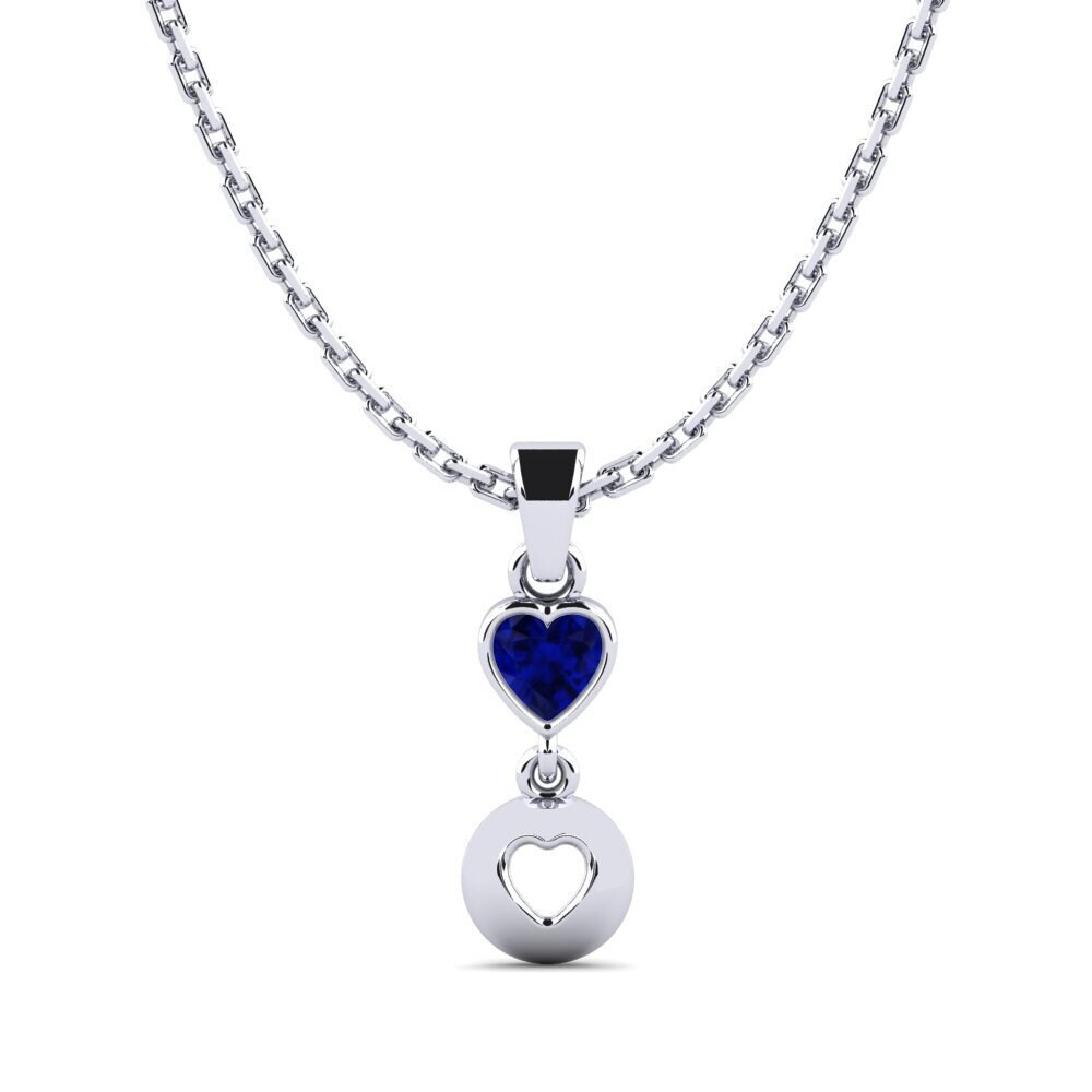 18k Oro Blanco Zafiro Colgante de Mujer Ffonras