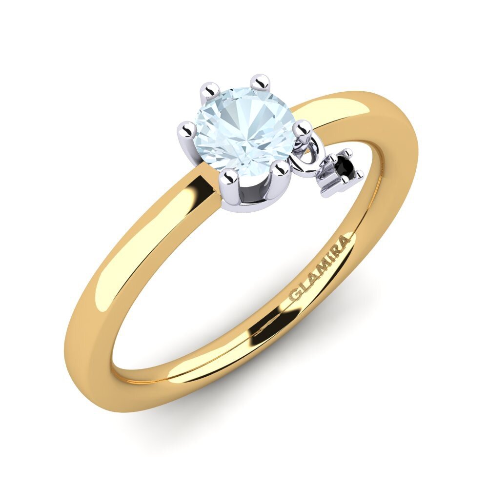 14ct Yellow & White Gold Aquamarine Engagement Ring Fibrizia