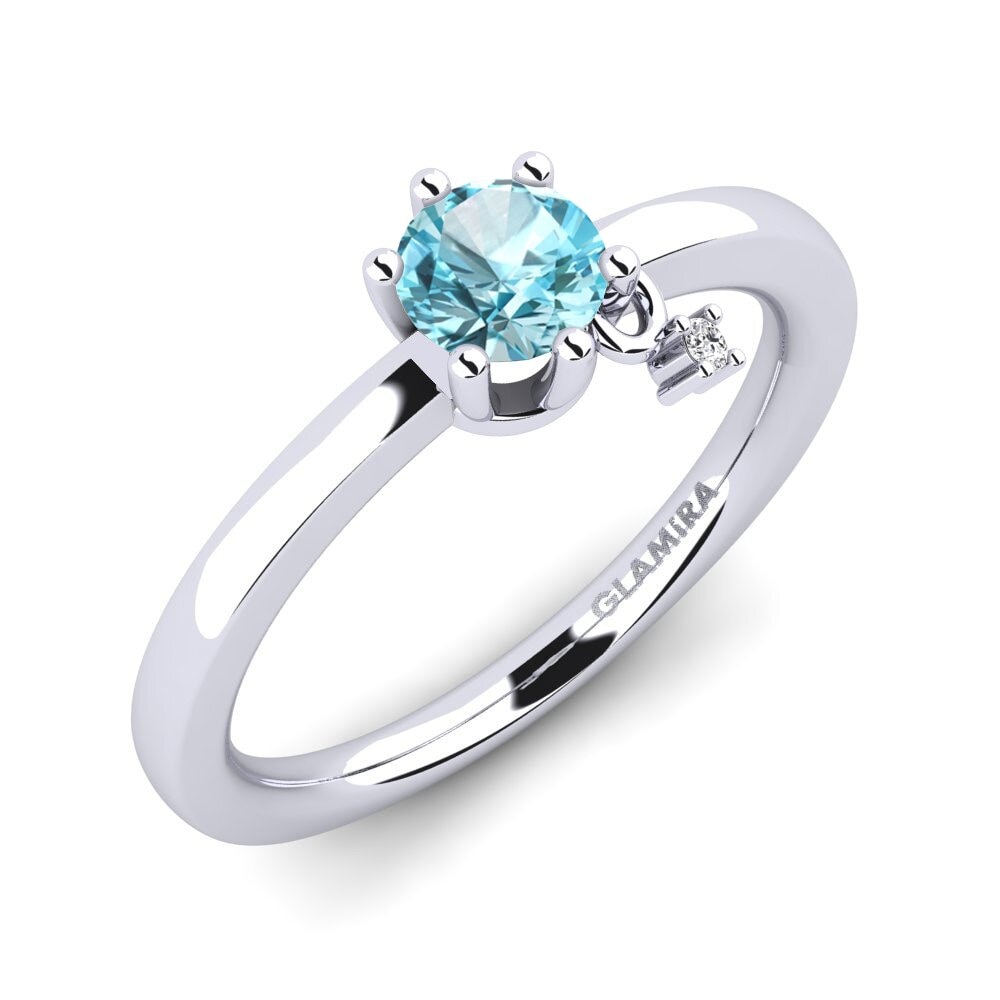 Blue Zircon Engagement Ring Fibrizia
