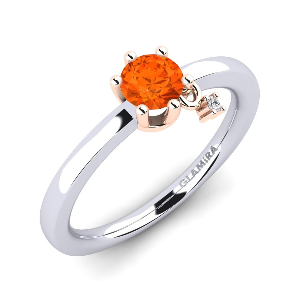 14ct White & Rose Gold Fire Opal Engagement Ring Fibrizia