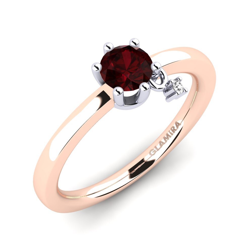 9k Oro Rosa & Blanco Granate Anillo de compromiso Fibrizia