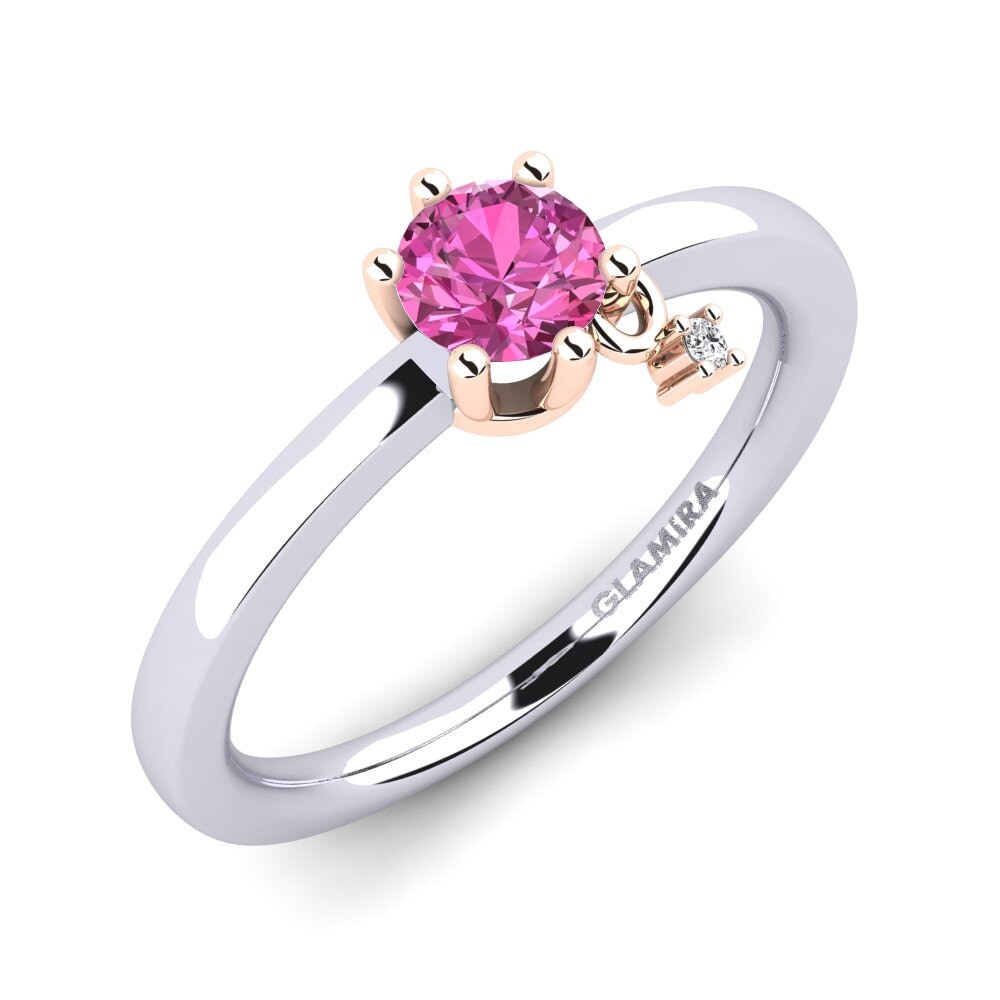 14ct White & Rose Gold Pink Topaz Engagement Ring Fibrizia