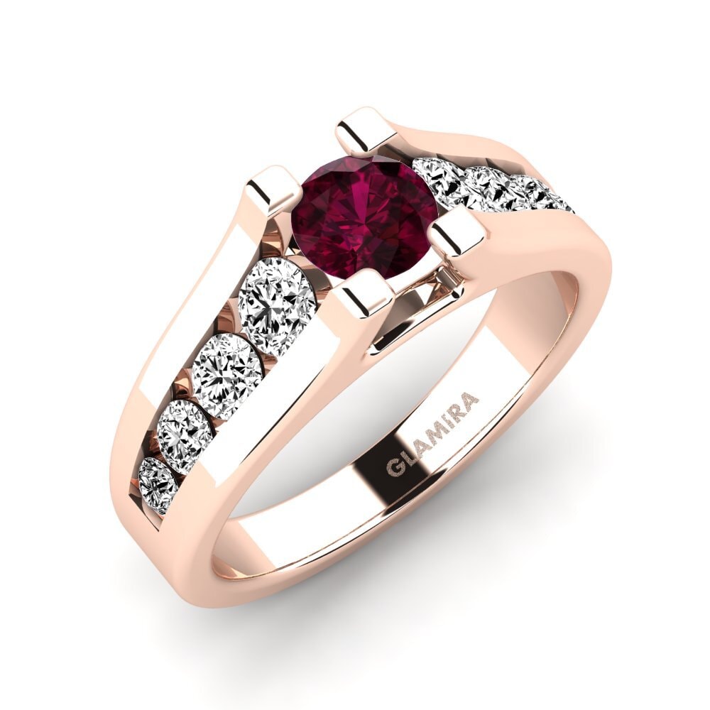 14ct Rose Gold Rhodolite Garnet Engagement Ring Fidanka