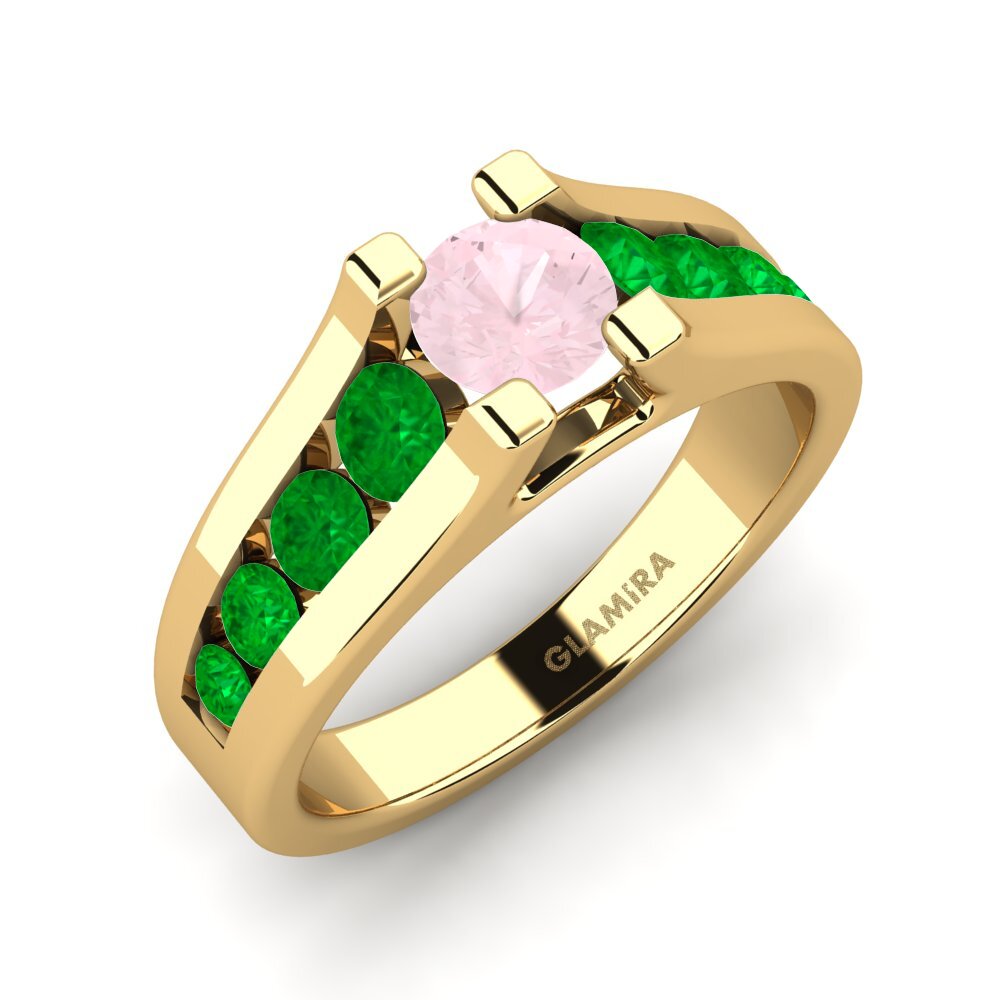 18K Yellow Gold Rose Quartz Engagement Ring Fidanka
