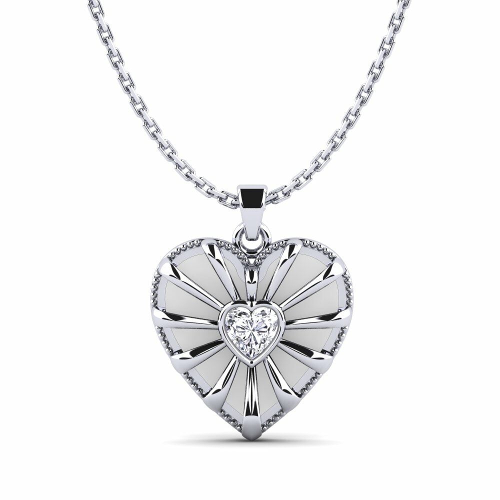 14k Oro Blanco Colgante de Mujer Fide