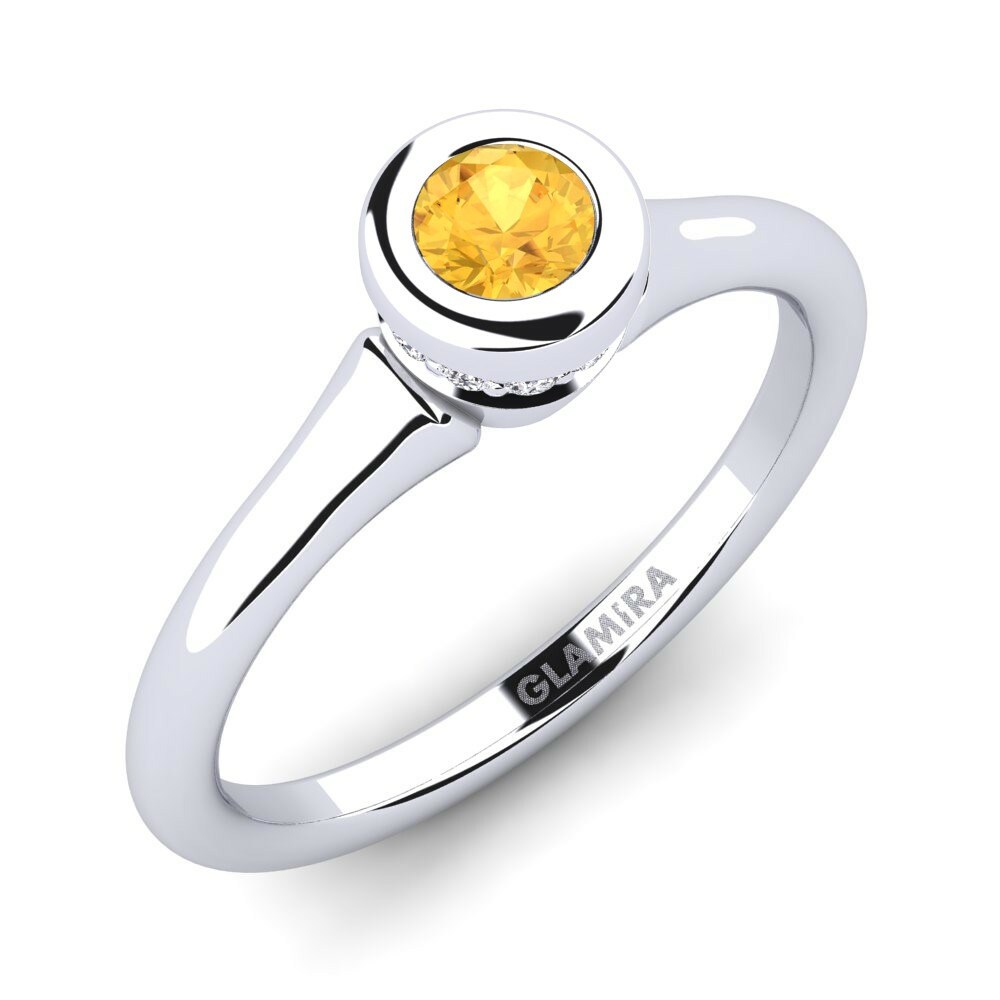 Design Solitaire Nhẫn Đôi Fidelia Vàng Trắng 585 Đá Thạch Anh Vàng