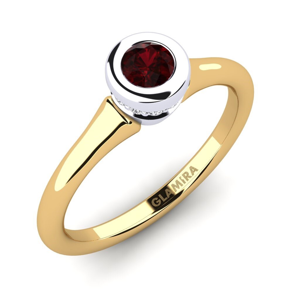 14ct Yellow & White Gold Garnet Women's Ring Fidelia
