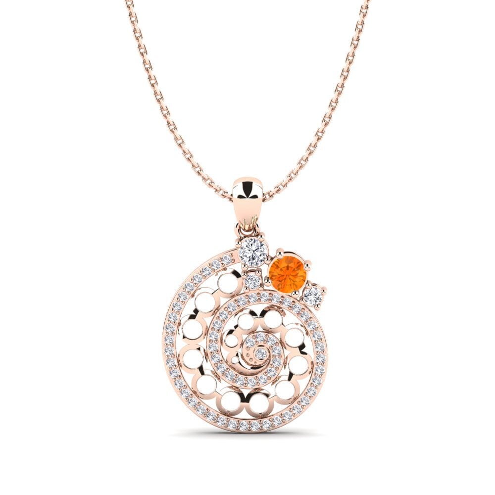 14ct Rose Gold Orange Sapphire Women's Pendant Fiducia