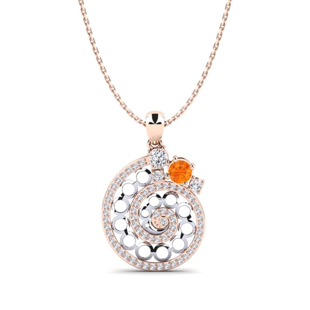 18k Oro Rosa & Blanco Zafiro Naranja Colgante de Mujer Fiducia
