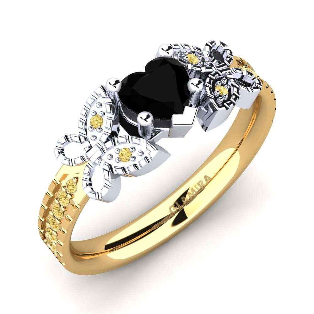 9k Oro Amarillo & Blanco Anillo de compromiso Fiene