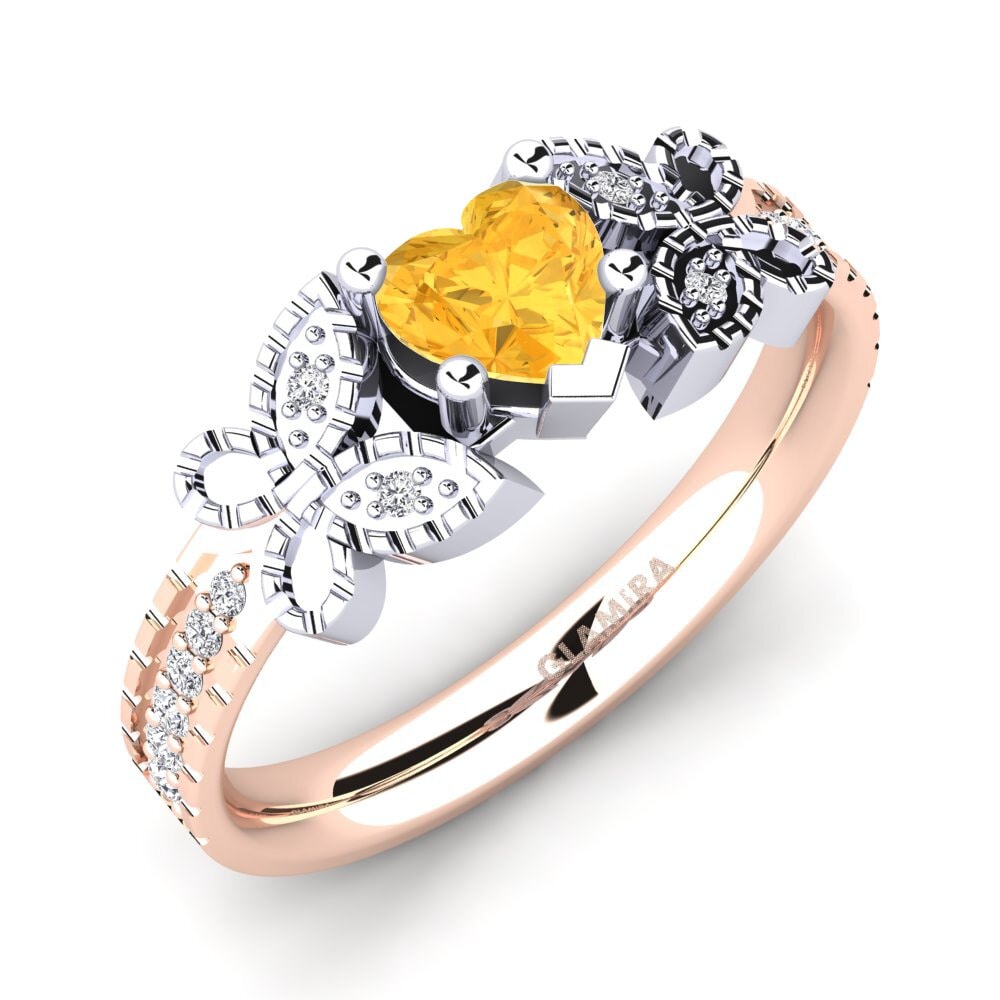 9k Rose & White Gold Citrine Engagement Ring Fiene
