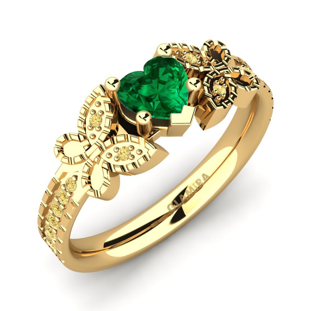 Esmeralda (creada en laboratorio) Anillo de compromiso Fiene