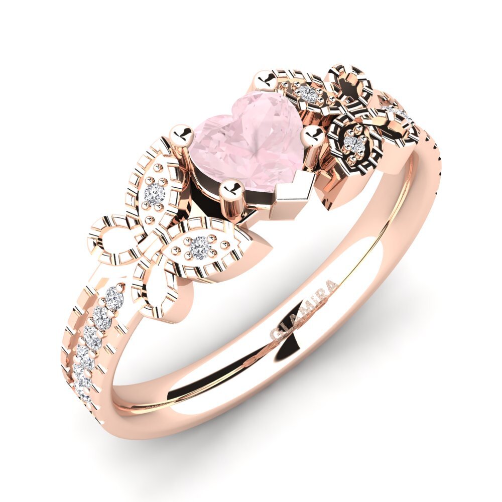 9k Rose Gold Rose Quartz Engagement Ring Fiene