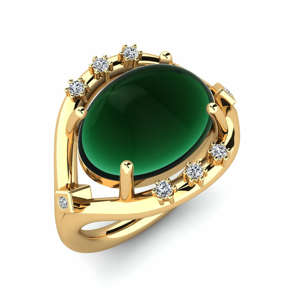 Or Jaune 18k Émeraude Cabochon Bague Filanna