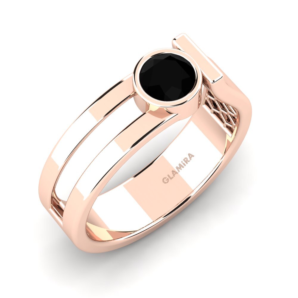 Oro Rosso 750 Zaffiro Nero Anello da uomo Filippa