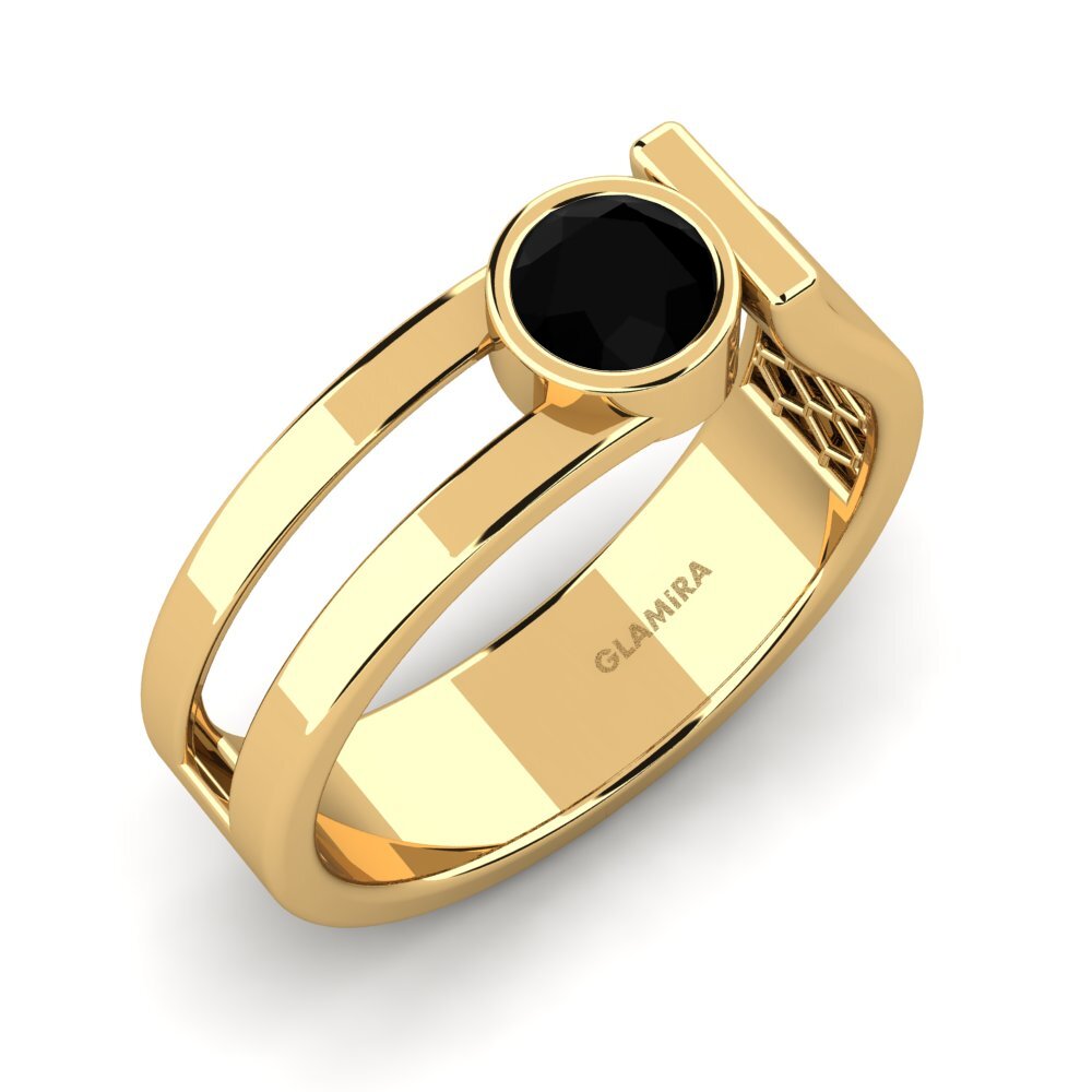 Oro Giallo 375 Zaffiro Nero Anello da uomo Filippa