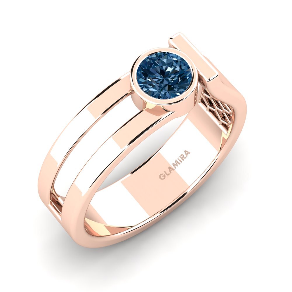 Oro Rosso 585 Diamante Blu Anello da uomo Filippa