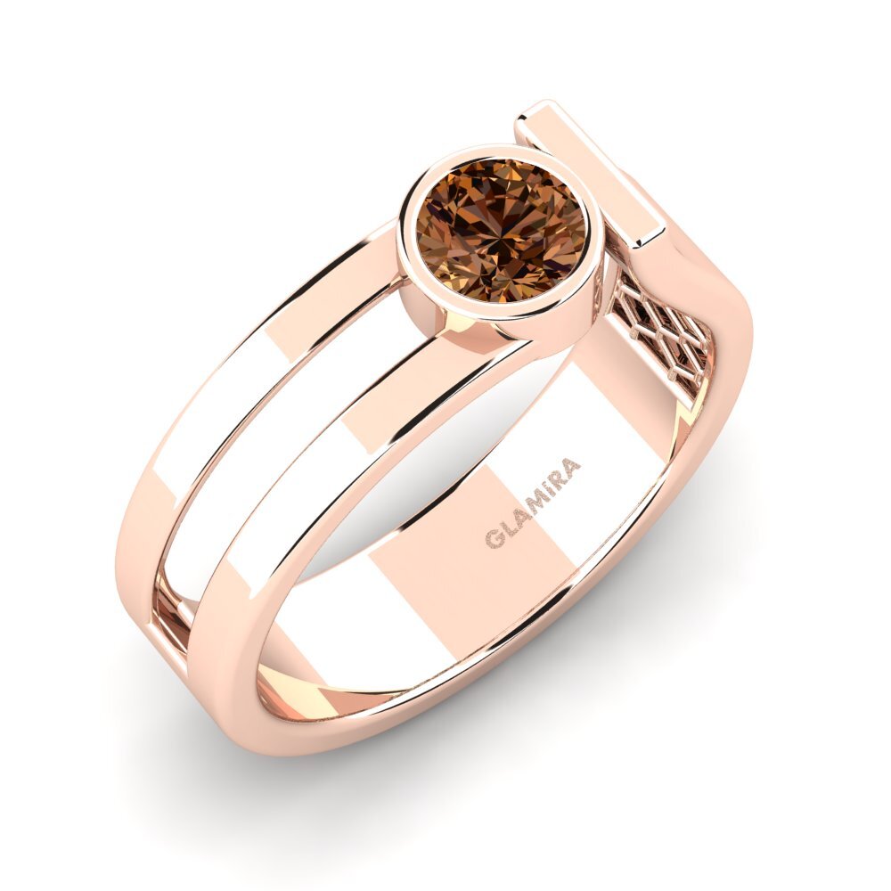 Oro Rosso 750 Diamante Marrone Anello da uomo Filippa