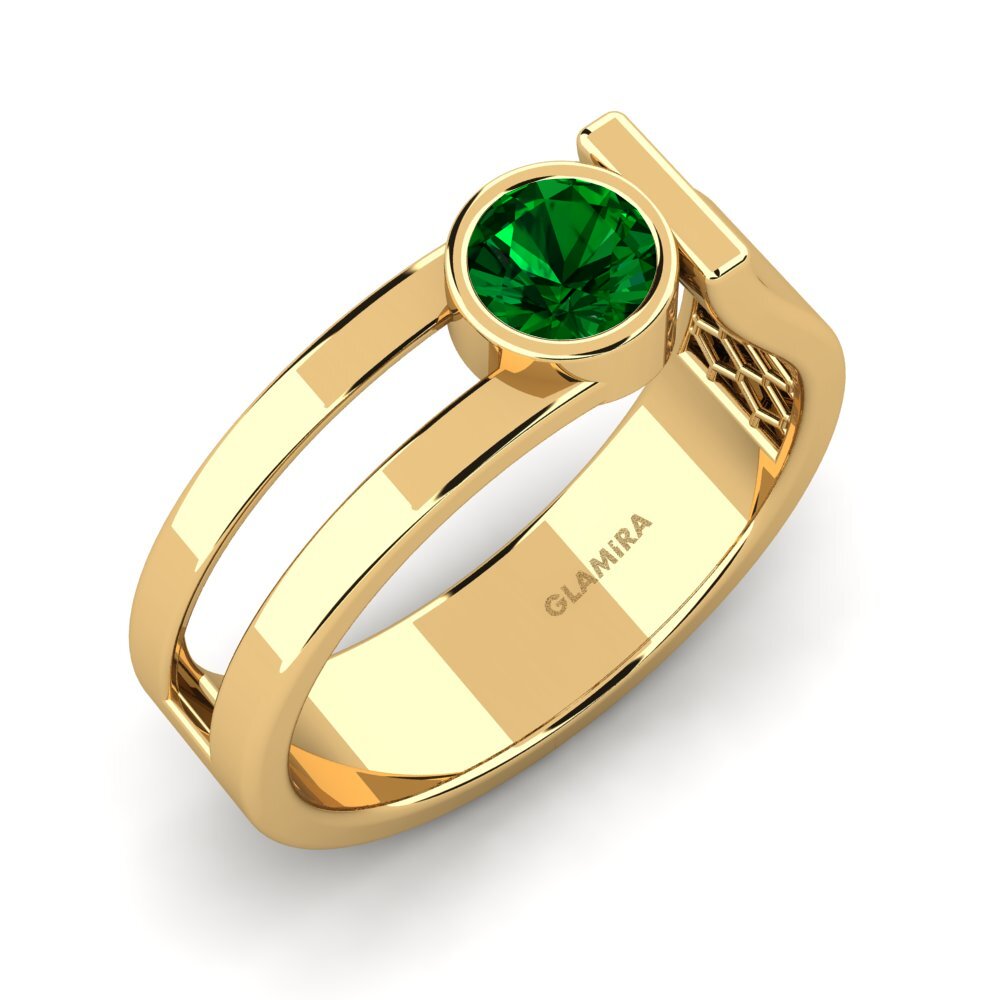 Oro Giallo 585 Zircone Verde Anello da uomo Filippa